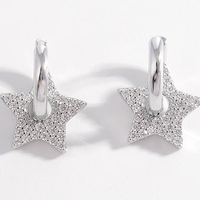 925 Sterling Silver Zircon Star Earrings for Elegant Style