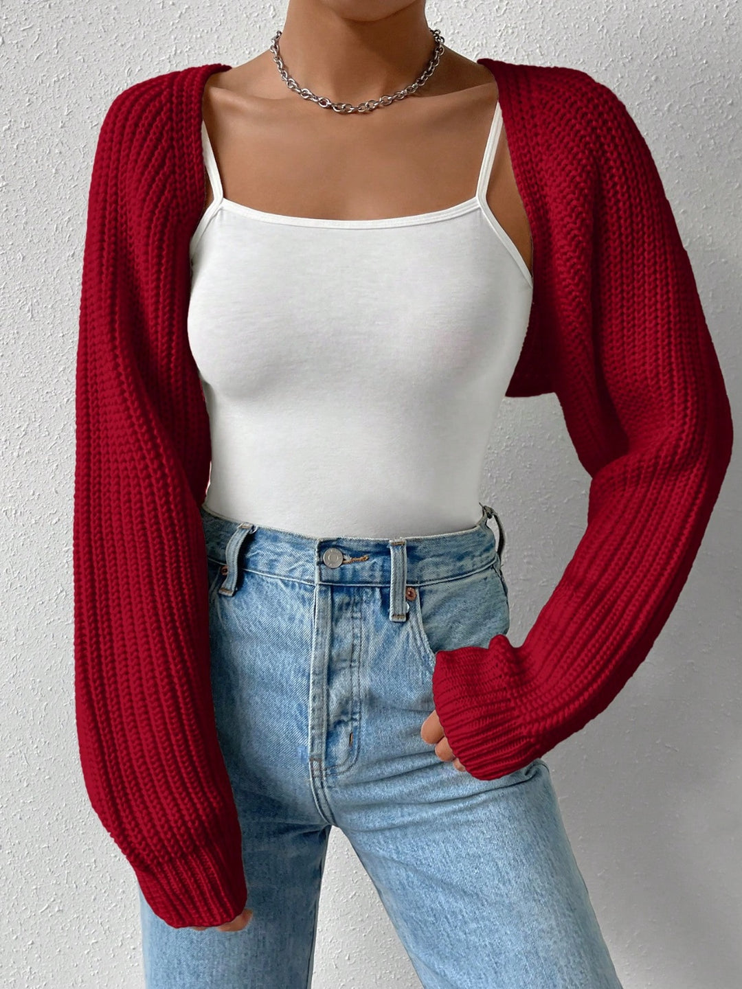 Cropped Honey Cardigan with Long Sleeves and Open Front