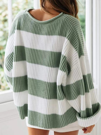Round Neck Long Sleeve Sweater for Women Casual Style