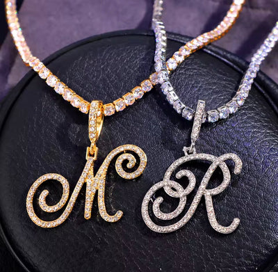 Bling Crystal Necklace Initial Chain With Custom Letter Pendant Jewelry Gift For Her