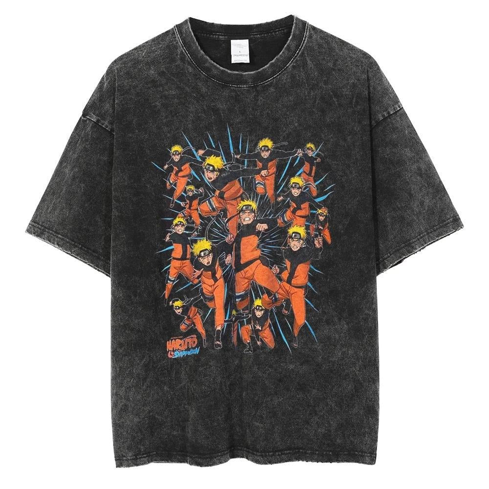 Naruto Vintage Washed Cotton Tee - Harajuku Style Ninja Apparel