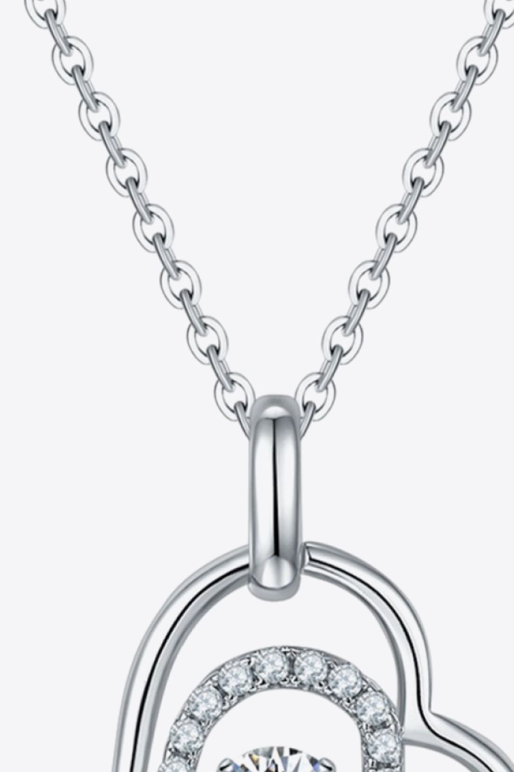Moissanite Heart Pendant Necklace in Sterling Silver Elegance
