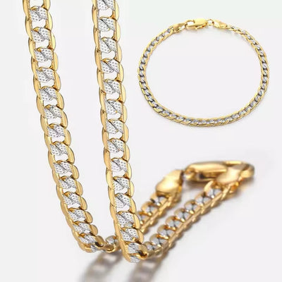 4mm Diamond Cut Cuban Link Necklace And Bracelet Set In Stainless Steel Premium Durable Jewelry For Men