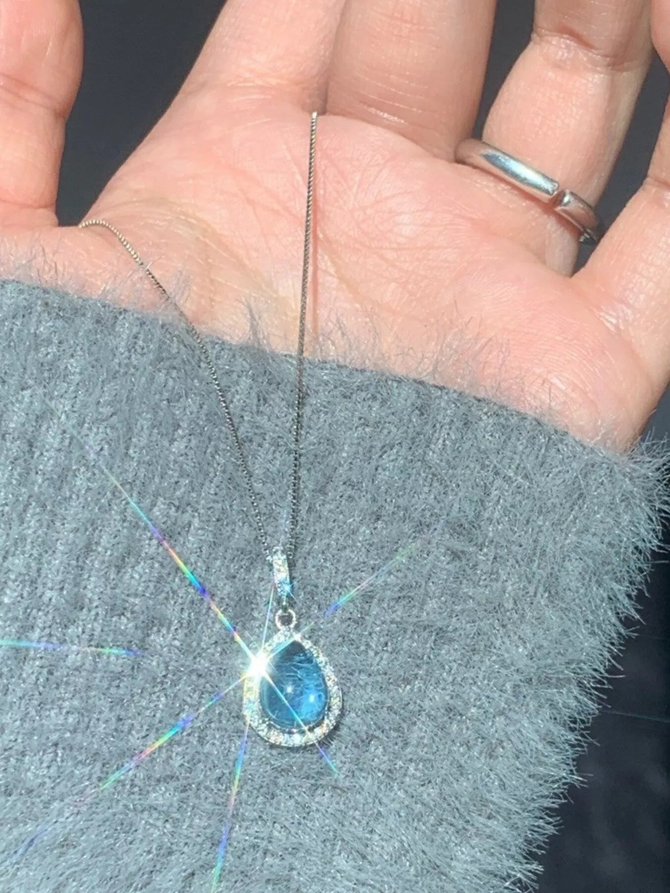 Crystal Teardrop Pendant Necklace