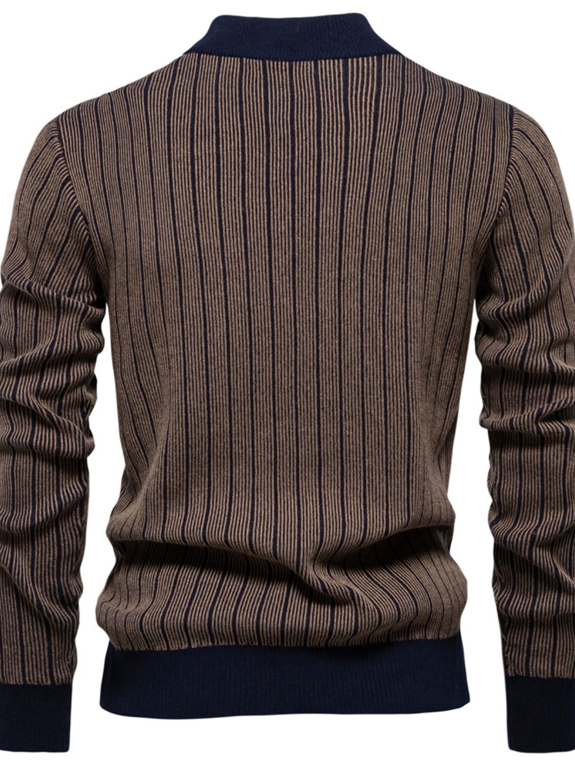 Men's Mock Neck Contrast Striped Sweater for Casual Style