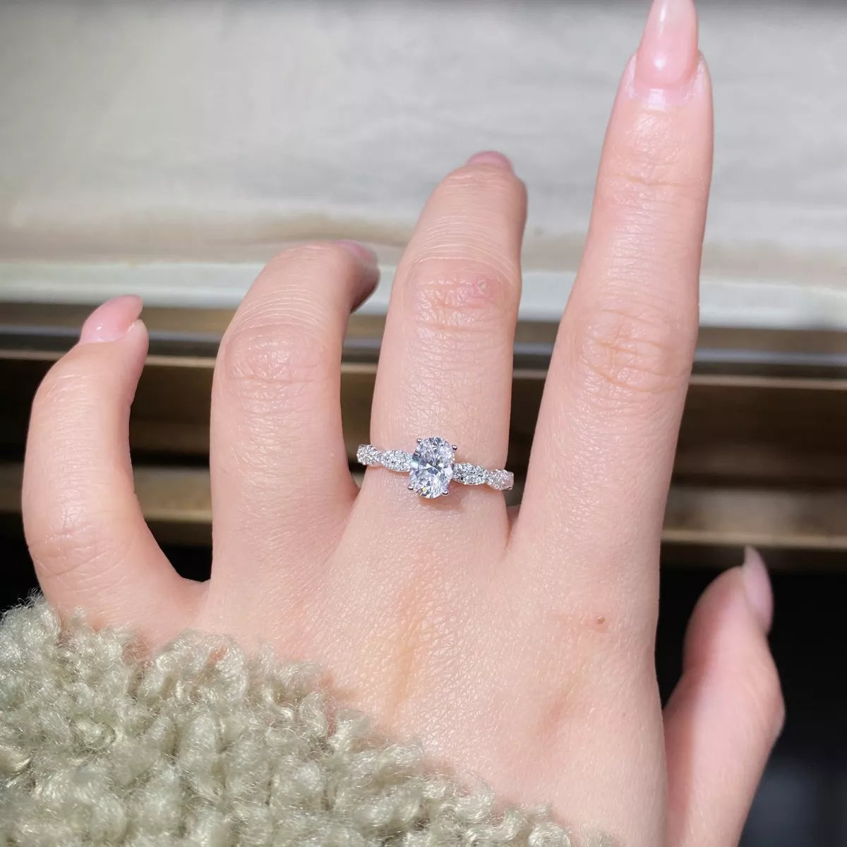 Cultivating High-Carbon Diamond 925 Sterling Silver Oval Ring