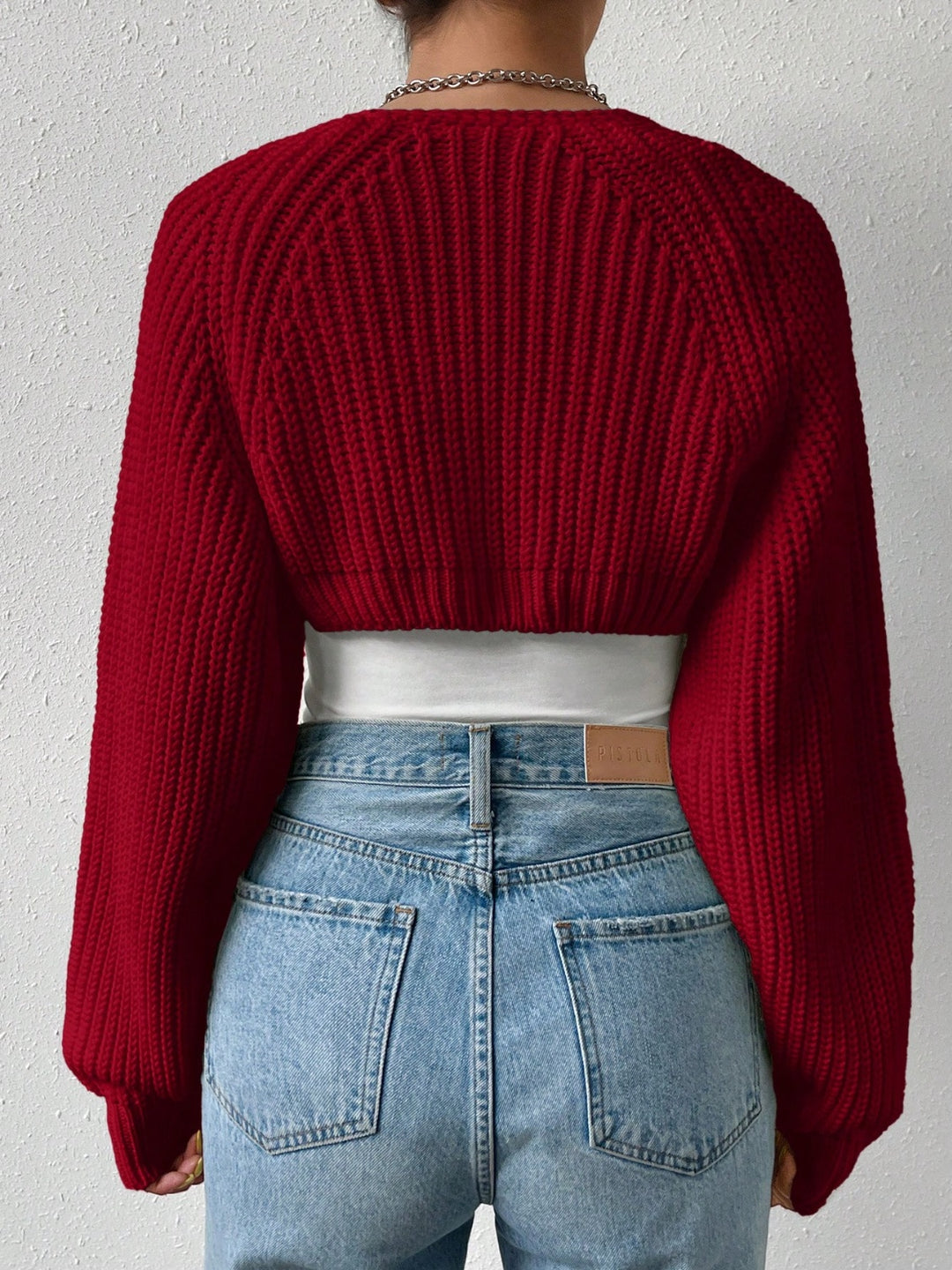 Cropped Honey Cardigan with Long Sleeves and Open Front