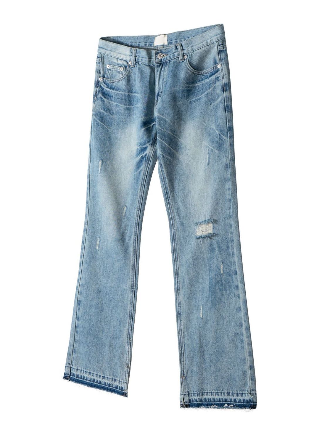 Men's Distressed Raw Hem Jeans for Stylish Casual Wear