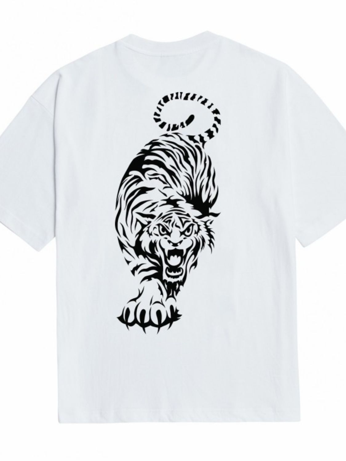 Men's Plus Size Tiger Round Neck Short Sleeve T-Shirt for Comfort