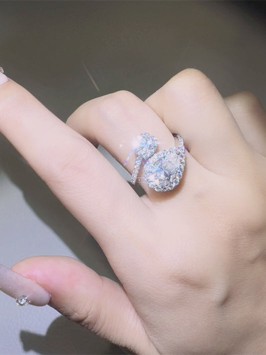 2 Carat Moissanite 925 Sterling Silver Bypass Ring Design
