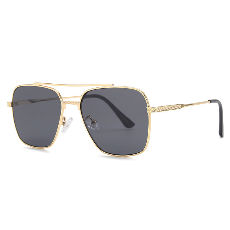 Chic Double Beam Metallic Sunglasses - Retro Style for Men