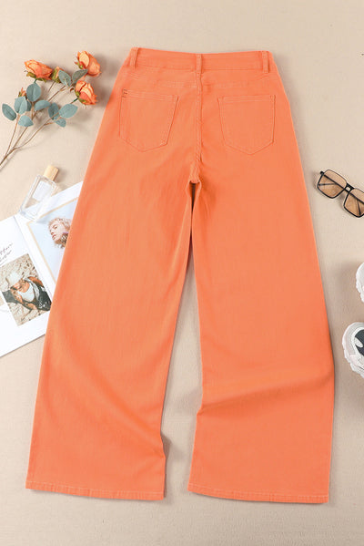 Trendy High Waist Wide Leg Denim Pants