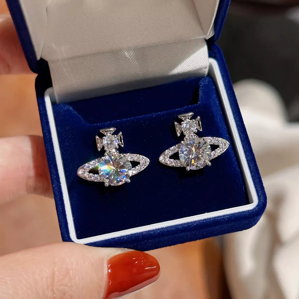 2 Carat Moissanite 925 Sterling Silver Planet Earrings