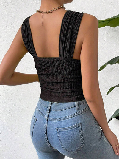 Elevated Textured Square Neck Tank Top for Stylish Comfort