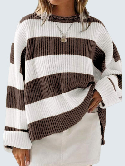 Round Neck Long Sleeve Sweater for Women Casual Style
