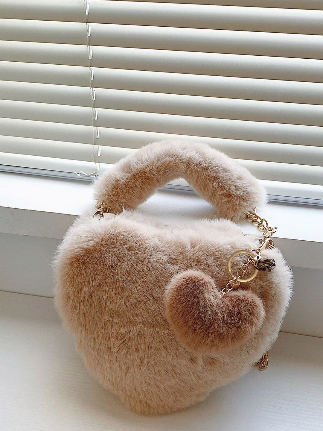 Faux Fur Heart Shaped Handbag