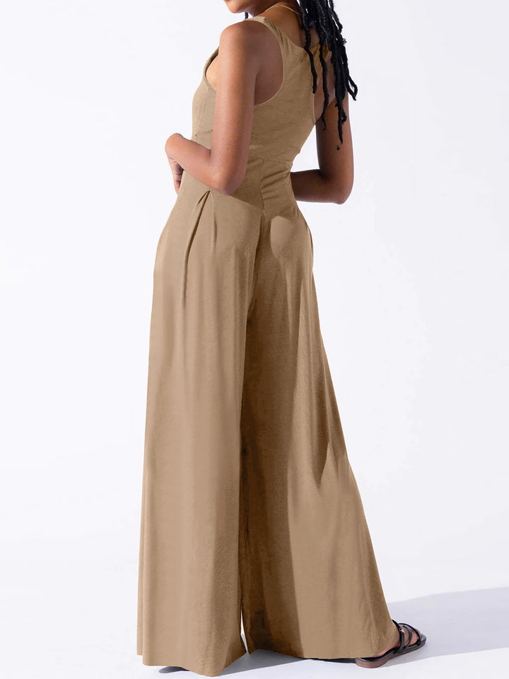 Elegant Square Neck Wide Strap Jumpsuit