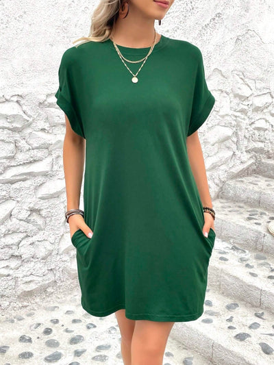 Effortless Elegance Short Sleeve Round Neck Mini Dress for All Occasions