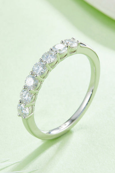 Moissanite Platinum-Plated Half-Eternity Ring for Elegance