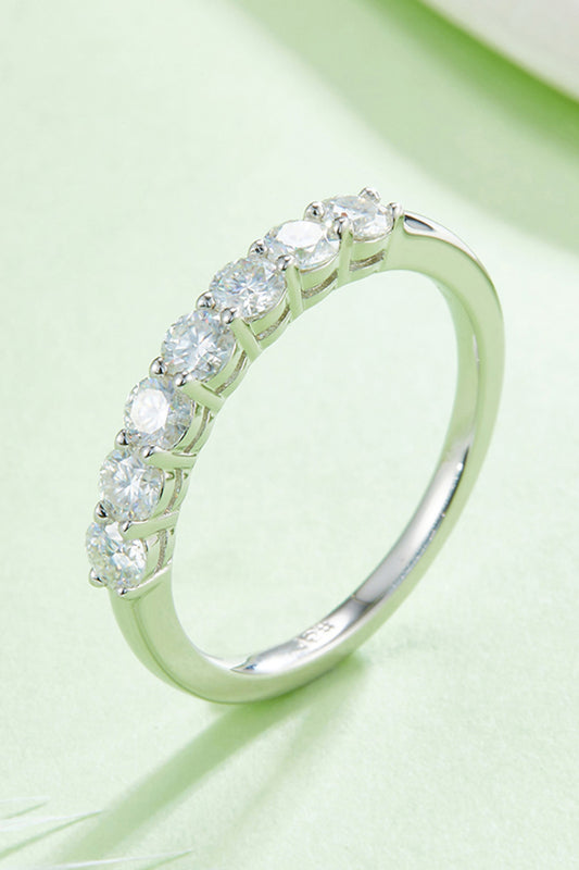 Moissanite Platinum-Plated Half-Eternity Ring for Elegance