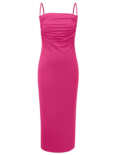 Chic Backless Cowl Neck Ruched Cami Dress for Elegance