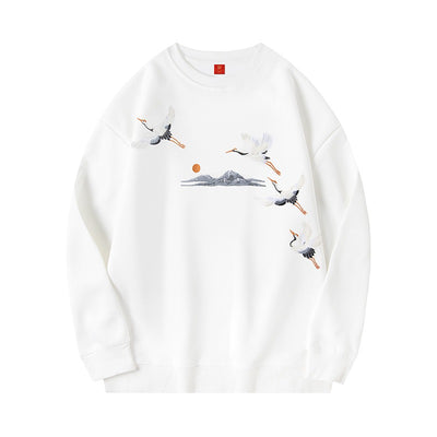 Men's Trendy Embroidered Round Neck Pullover Urban Hip Hop Sweatshirt