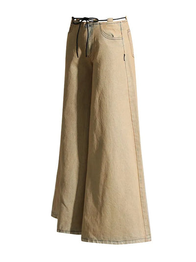 Vintage-Inspired High-Waist Wide Leg Denim Pants for Women