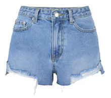 High-Waisted Soft Ripped Denim Shorts With Unique Hem