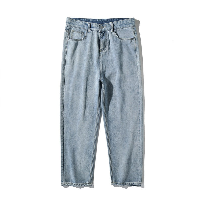 Men's Casual Loose-Fit Straight Leg Jeans in Washed Colors