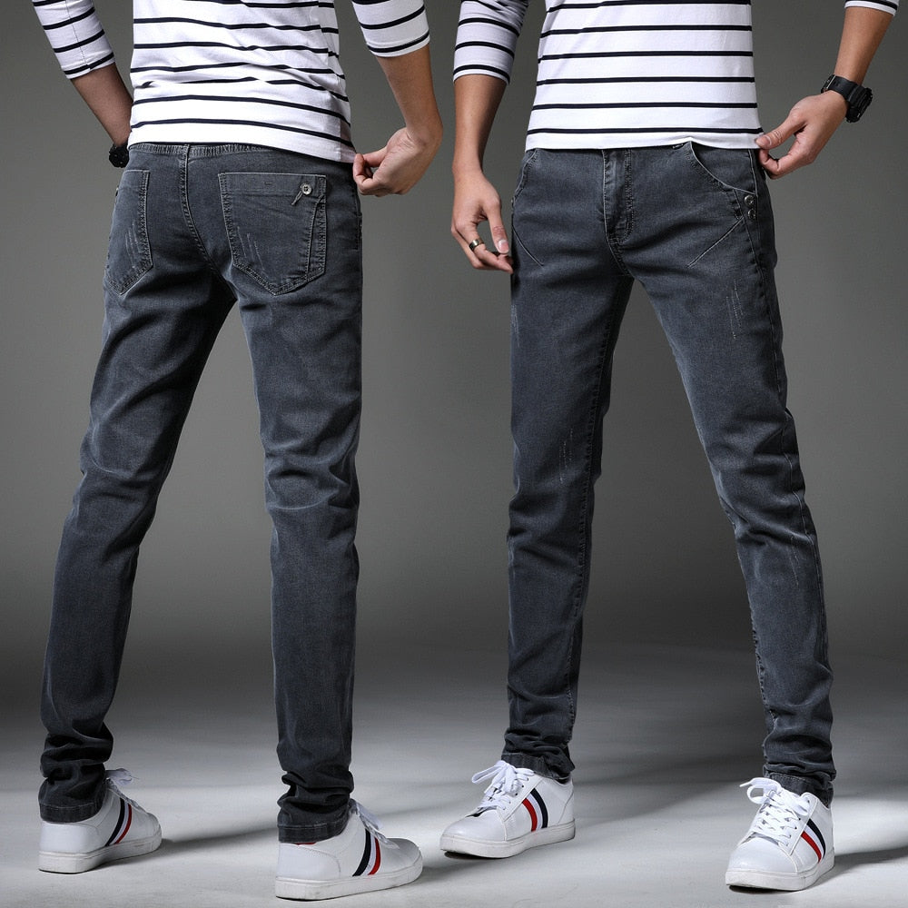 Men's Trendy Distressed Slim Fit Jeans - Perfect for Spring and Autumn Seasons