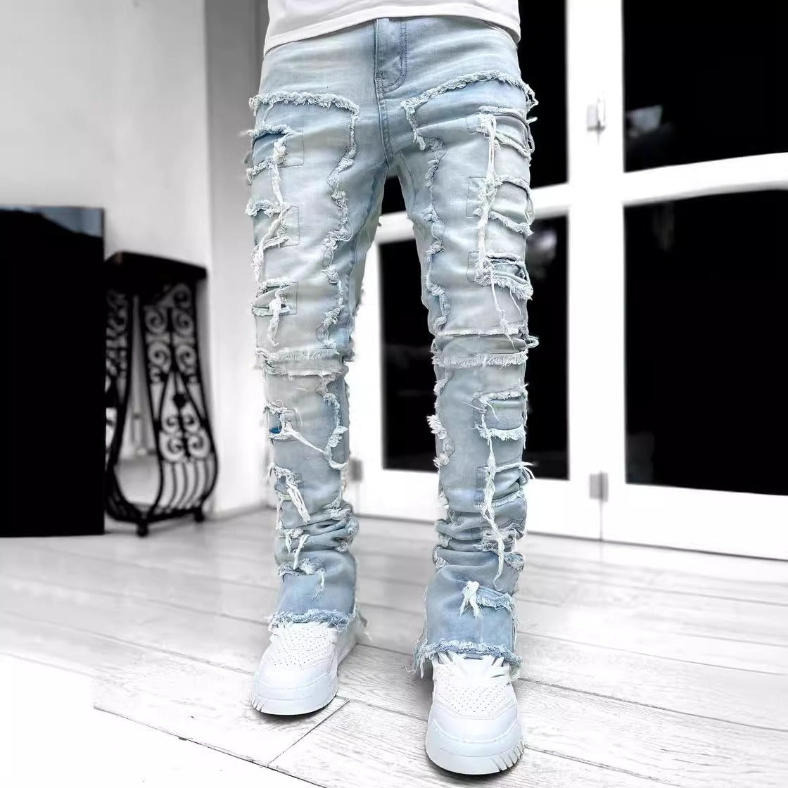 Men's Flexible Fit Straight Leg Denim Trousers for Comfort