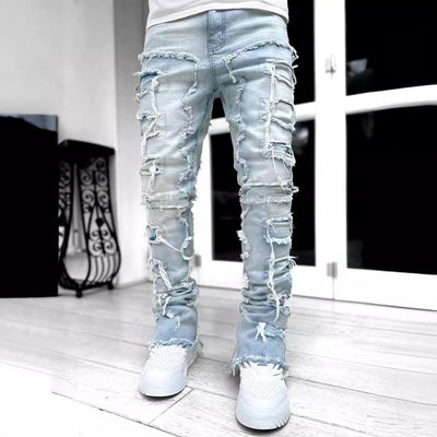 Men's Flexible Fit Straight Leg Denim Trousers for Comfort