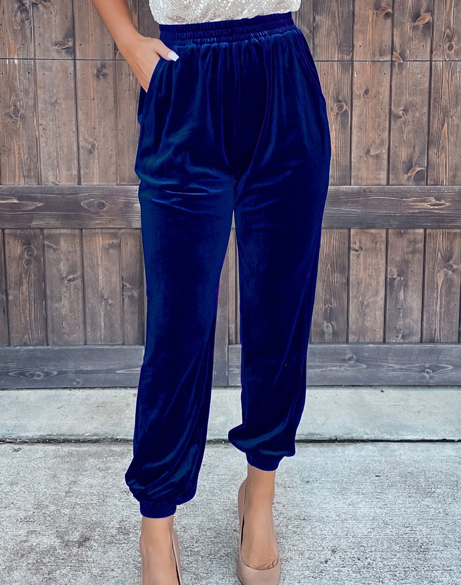 Chic Korean Velvet Women's Straight Leg Lounge Trousers