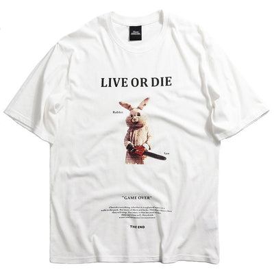 Quirky Chainsaw Rabbit Hip Hop Graphic Tee Urban Shirt
