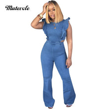 Backless Summer Denim Ruffle Jumpsuit for Women Stylish Romper