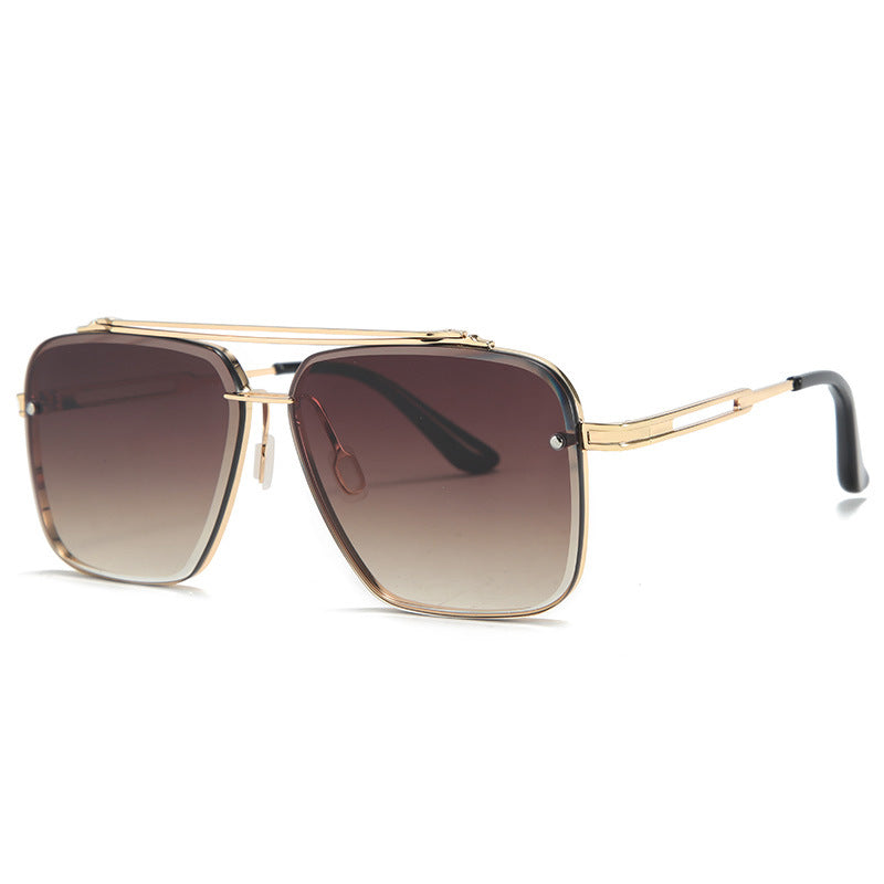 Trendy Metallic Full Frame Sunglasses for Men with Double Beam Design