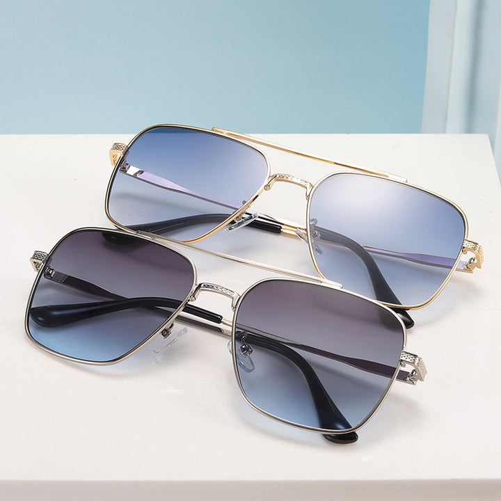 Chic Double Beam Metallic Sunglasses - Retro Style for Men