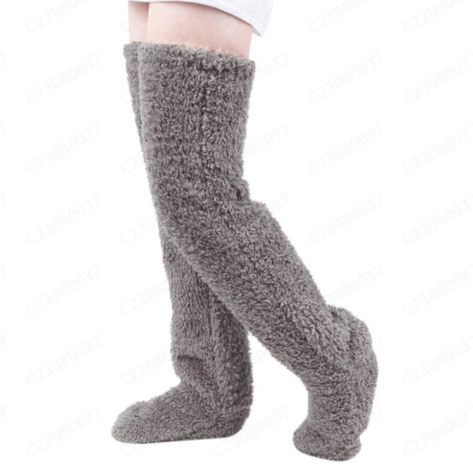 Cozy Fuzzy Over-Knee Plush Socks for Winter Warmth and Style