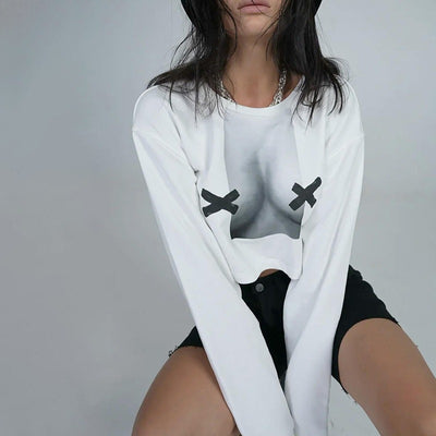 Autumn Elegance Abstract Print Long Sleeve Sweater for Women