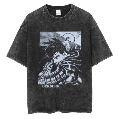 Vintage Washed Black Streetwear Tee for Men Stylish Fit