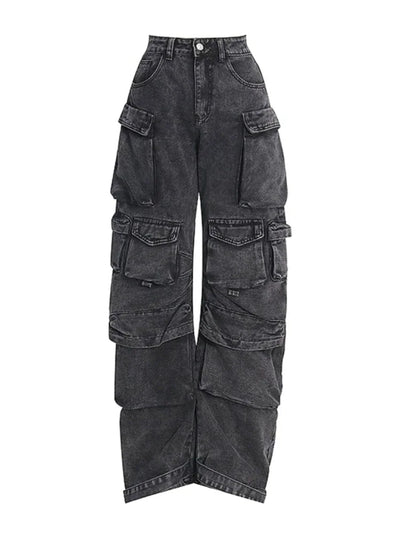 High-Waisted Multi-Pocket Loose Fit Jeans for Women