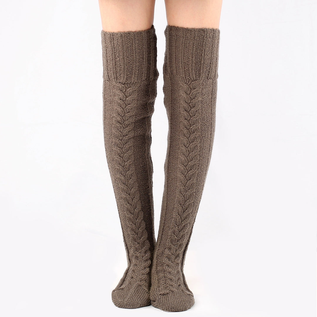 Knee-High Knit Stockings for Women - Cozy Wool Pile for Winter Wear