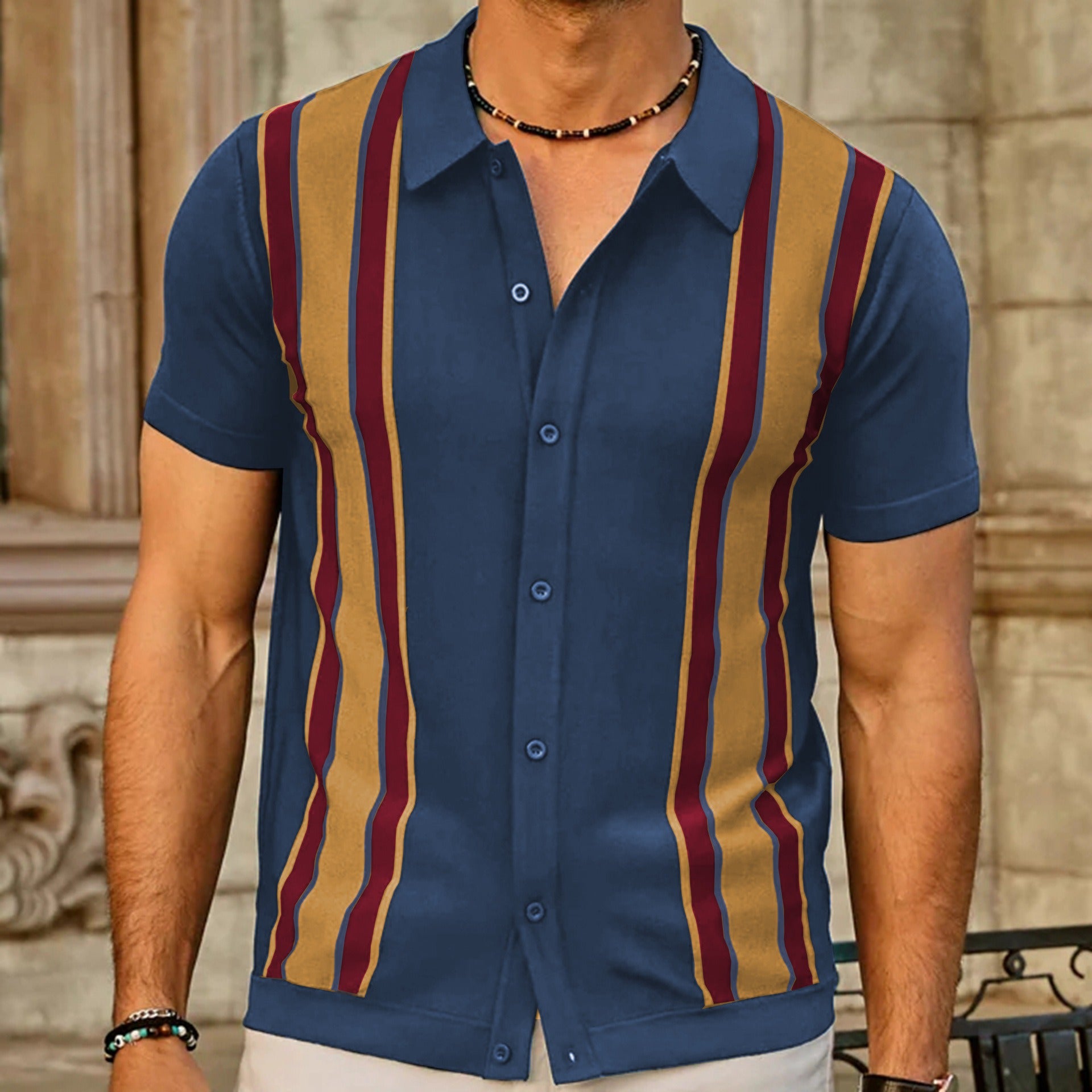 Modern Contrast Spliced POLO Shirt for Summer Style Wear