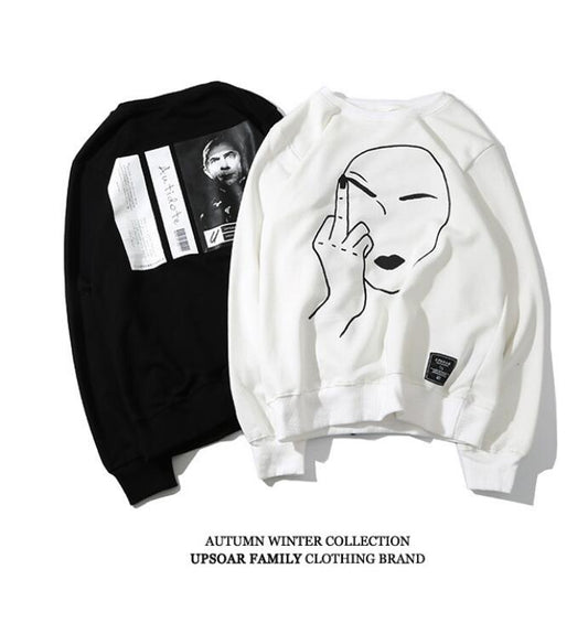 Edgy Urban Graphic Hoodie for Men Bold Middle Finger Design