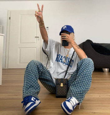 Trendy Plaid Cut-Out High-Waisted Hip Hop Jeans for Women