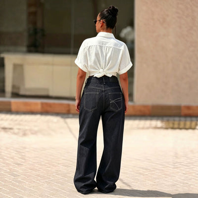 Women’s NewTopstitching Multi-button Fly Front Denim Pants