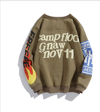 Graffiti Letter Print Fleece Hoodie for Men Harajuku Hip Hop