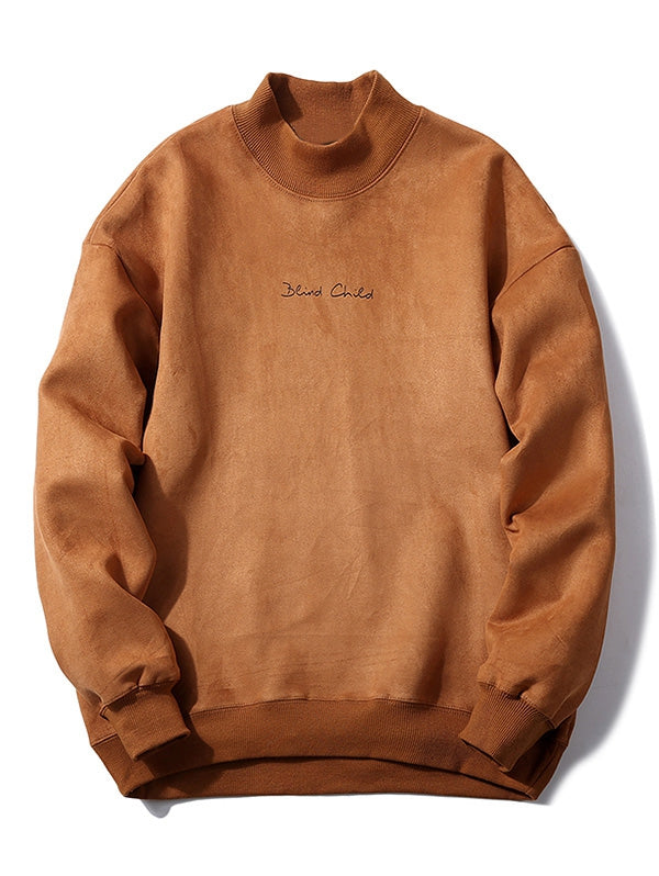 Chest Letter Print Solid Color Suede Sweatshirt