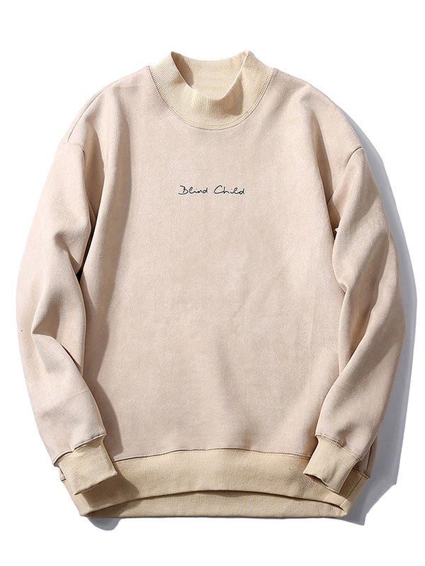 Chest Letter Print Solid Color Suede Sweatshirt