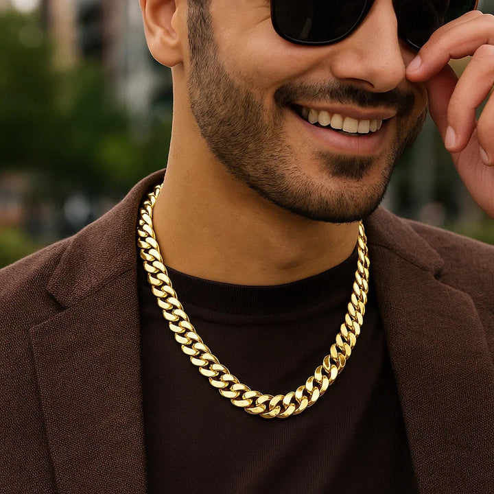 14k Yellow Gold Polished Miami Cuban Chain Necklace